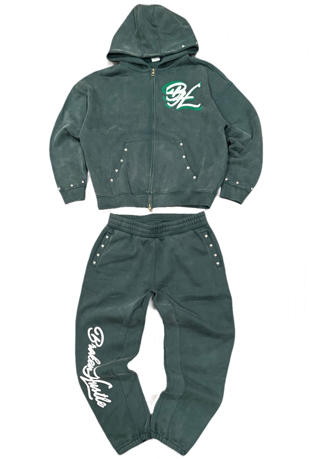 [BrokenHustle] jogging suit *Forest Green*